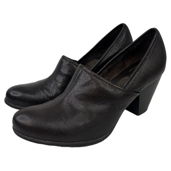Boc Brown Leather Slip On Block Heel Shoes 8 - Picture 1 of 16